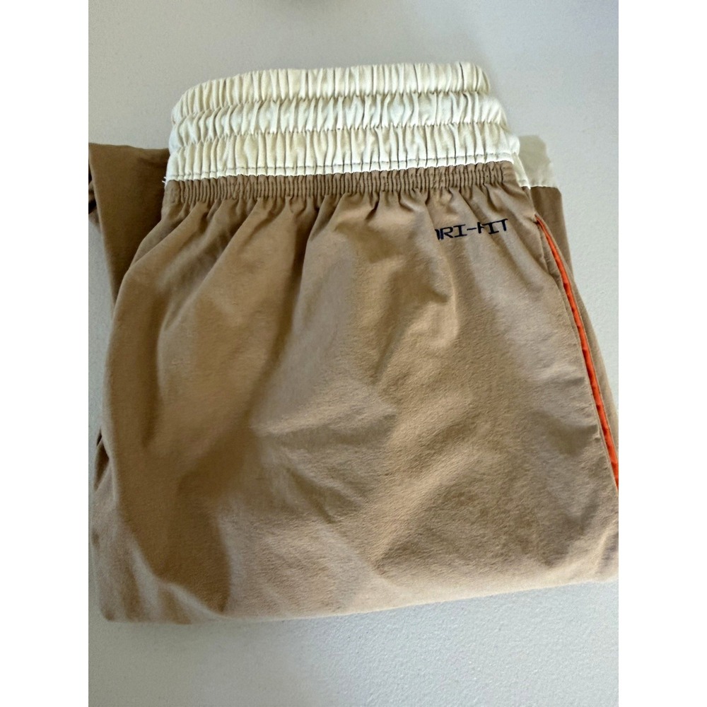 Nike Dri-FIT Men's Jogger Pants Beige White Orange XS Nylon Blend Drawstring
